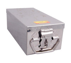 Stainless Steel Jewellery Box Bank Locker Safe Storage Cash Peti Bank Box Container 8 - Inch, Printed Laser Design, Silver