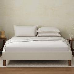 100% Cotton Plain Bedsheet Set With 4 Pillow Covers - 108 X 108 Inches, Grey | 400 Thread Count - Gift For Weddings Or Anniversary King Size Bedsheet