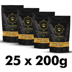Tea Sense Premium CTC Tea - Pack Of 25 X 200gm, 7.05 Ounce Each | Assam Chai With Darjeeling Whole Leaves - Rich Flavor & Strong Chai Patti, High Caffeine | The Perfect Blend Loose Leaves