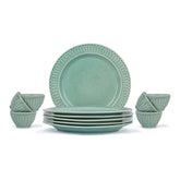 Ceramic Dinner Set Of 12 Pcs, Light Mint | Crockery Set For Dining Table - Dining Sets Crockery Items With Glossy Finish | 6 Dinner Plates+ 6 Veg Bowls, 200ml Each