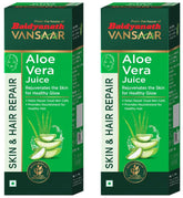 Baidyanath Vansaar Aloe Vera Juice For Glowing Skin & Healthy Hair Organic & Natural Juice Made With Cold Pressed Aloe Vera, No Added Sugar | 1 Litre 2.2lbs Each Pack Of 2