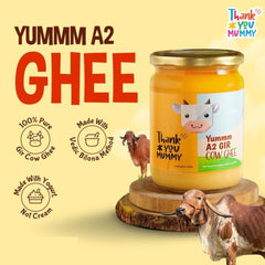 100% Pure Yummm A2 Cow Desi Ghee By Thank You Mummy | Good Source Of Protein Fiber Healthy Desi Ghee Perfect For Bakes Cookies | (500ml) 16.9 Ounce | Jar Pack