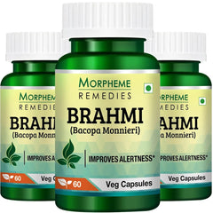 Morpheme Remedies Bacopa Brahmi Extract 500mg, Improves Alertness, Known As A Good Ingredient For Brain | 60 Capsules 100gm 0.2lbs Each Pack Of 2