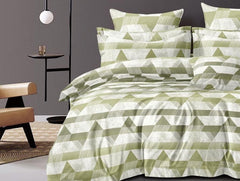 Double Bedsheet For King Size With 2 Matching Pillow Covers - 108 X 108 Inches, Green & White | Glace Cotton Printed Bedsheet Lightweight, Soft & Smooth - Ideal For Home, Guest House