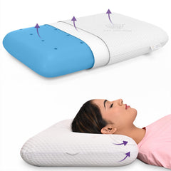 Cooling Gel Memory Foam Pillow, Thick Pillow, Queen Size - 4.5 Inch | White Pillow, With Removable, Washable Cover, Adjustable Pillow | Neck, Head & Shoulder Pain Relief - Pack Of 1