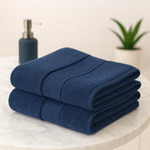 Akiko Home 100% Cotton Essential Series Bath Towel 400 Gsm | Soft, Absorbent, Quick Dry & Durable, Large Size Towel Pack Of 2 (Navy)