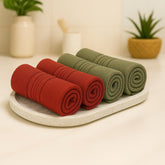 Akiko Home 100% Cotton Essential Series Face Towel 600 Gsm | Soft Absorbent & Durable Washcloth For Men & Women, Compact Travel Towel -Pack Of 4 (Maroon & Green)