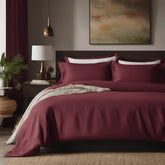 1 Flat Sheet, 1 Fitted Bedsheet For Super King Size With 2 Pillowcases - 108 X 108 Inches, Burgundy | Ideal For Hotel, House, Bedroom, Guest House