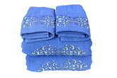 Comfigifts 100% Cotton 2 Bath & 2 Hand Towels 1400 Gsm | Soft, Absorbent, Lightweight Towels With Computerized Embroidery (Light Blue D2)