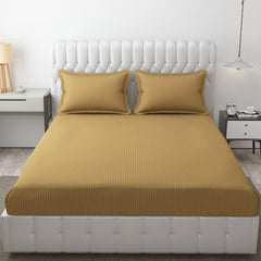Plain Double Bedsheet For Queen Size With 2 Pillow Covers - 90 X 95 Inches, Beige | Wrinkle Resistant & Soft Skin Safe | All Season Comfort Fabric