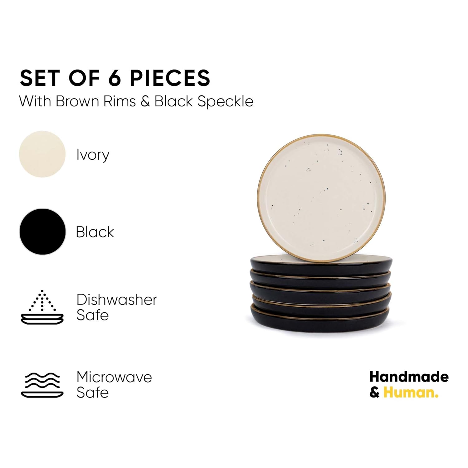 Quarter Plates Set Of 6, Black Ivory - Ceramic Snack Plates | Snacks Plates Set - Dessert Plates, Snack Plate | Small Plates With Glossy Finish - Microwave Safe & Chip Resistant Quarter Plates Set Of 6, Black Ivory - Ceramic Snack Plates | Snacks Plates Set - Dessert Plates, Snack Plate | Small Plates With Glossy Finish - Microwave Safe & Chip Resistant