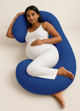 C Shape Pregnancy Pillows For Sleeping, Maternity Support, Blue Color | Multipurpose Pillow For Back, Hips, Legs, Belly Support With Removable Washable Velvet Cover - Perfect For All Sleepers