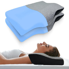 Cervical Pillow For Neck & Shoulder Pain Relief, Grey & Black Gel | Orthopedic Memory Foam Pillow, Cervical Pillow, Spondylitis | Ortho Neck Support Medical Pillow | Long Lasting - Pack Of 2