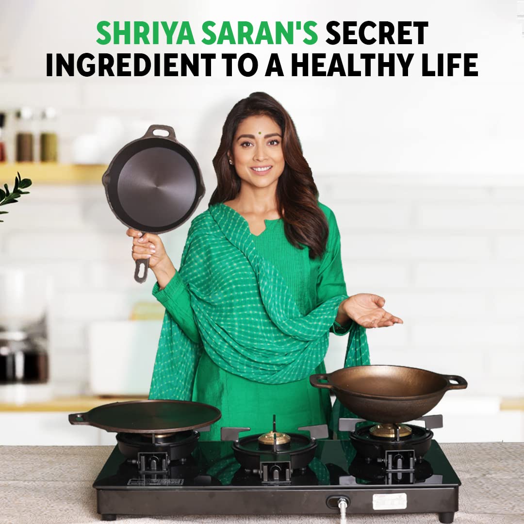 Super Smooth Black Cast Iron Cookware Set - Fry Pan 24.8cm + Kadai 26.1cm | Pack Of 2 - Nonstick Pre-Seasoned Cookware, 100% Pure & Toxin-Free, No Chemical Coating Super Smooth Black Cast Iron Cookware Set - Fry Pan 24.8cm + Kadai 26.1cm | Pack Of 2 - Nonstick Pre-Seasoned Cookware, 100% Pure & Toxin-Free, No Chemical Coating