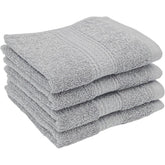 Patpug 100% Indian Ultra Soft Cotton Face Towel 500 Gsm | Napkin, Baby Face Towel, For Facewash, Gym, Travel, Hanky (Silver Grey) | Pack Of 4