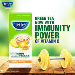 Tetley Lemon & Honey Green Tea - 100 Tea Bags Envelopes | Immune With Added Vitamin C - Rich In Antioxidants, Medium Caffeine