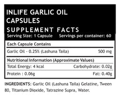Inlife Natural Garlic Oil Capsules For Heart Health & Immune Support For Men & Women | 60 Liquid Filled Capsules 100gm 0.2lbs Each Pack Of 2