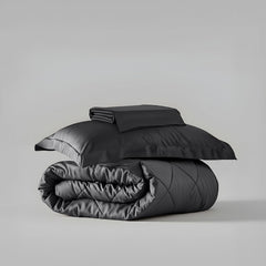Single Bedsheet + Comforter With 1 Pillow Covers - 60 X 90 Inches, Dark Grey | Ideal For Gift Special Occasions | Perfect Romantic Bedsheet For Couples
