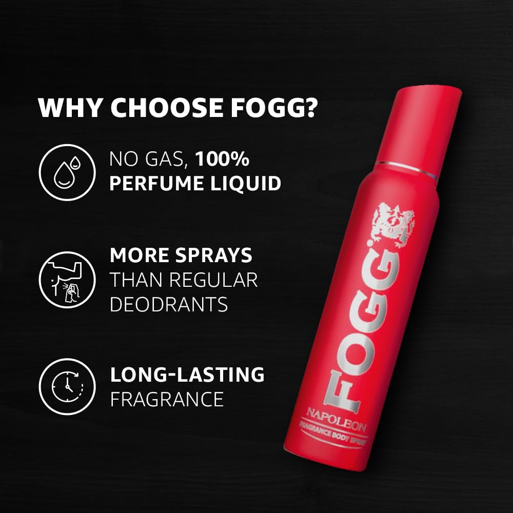 Fogg Napoleon No Gas Deodorant For Men Long-lasting Perfume Body Spray 150 Ml 5 Fl.oz. Fogg Napoleon No Gas Deodorant For Men Long-lasting Perfume Body Spray 150 Ml 5 Fl.oz.