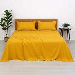 100% Pure Cotton Double Bed Bedsheet With 2 Pillow Covers - Size 90 X 100 Inches, Yellow | Lightweight, Soft & Breathable - Perfect For Gifting On Weddings Bedsheet