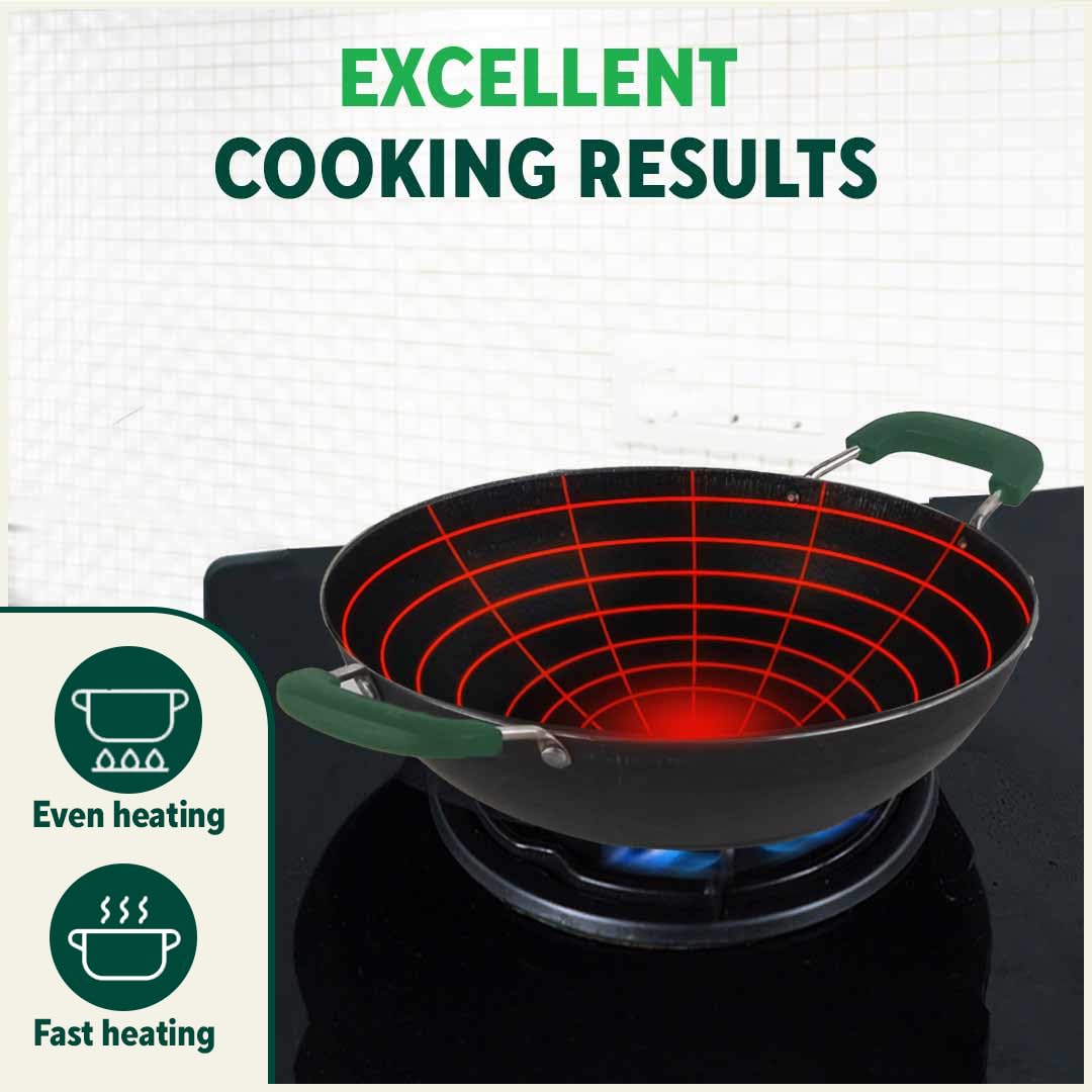 Pre-Seasoned Iron Kadai With Silicon Handle - Small, 20.3 Cm, 7.9 Inch, 1.2 Liters, 0.78 Kg | Induction Friendly, Flat Base Iron Kadhai, 100% Pure & Toxin-Free, No Chemical Coating, Black Pre-Seasoned Iron Kadai With Silicon Handle - Small, 20.3 Cm, 7.9 Inch, 1.2 Liters, 0.78 Kg | Induction Friendly, Flat Base Iron Kadhai, 100% Pure & Toxin-Free, No Chemical Coating, Black