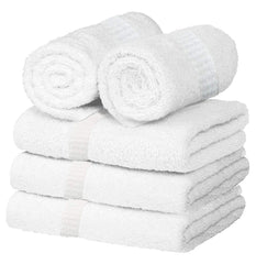 N G Products 100% Cotton Bath & Swim Towel 1600 Gsm | Super Absorbent & Soft Antibacteria Towel Set (White) - Pack Of 4