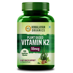 Himalayan Organics Plant - Based Vitamin K2 Supplement Supports Stronger Bone & Heart Health | 120 Veg Capsules , 200gm 0.4lbs