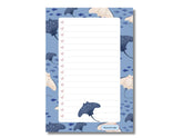 A5 Notes/To Do List Notepad, Beautiful Checklist Pad, Tear-Off Sheets (Fish, Blue) Pack Of 1