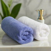 Heelium Bamboo Hand Towel 600 Gsm | Ultra Absorbent & Anti-Bacterial 3x Softer Than Cotton Towels | Pack Of 2 - Iris, White