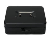 Metal Cash Box With Number Combination Lock, Size - Medium, Colour - Black, Material - Iron, Special Feature - Removable Tray
