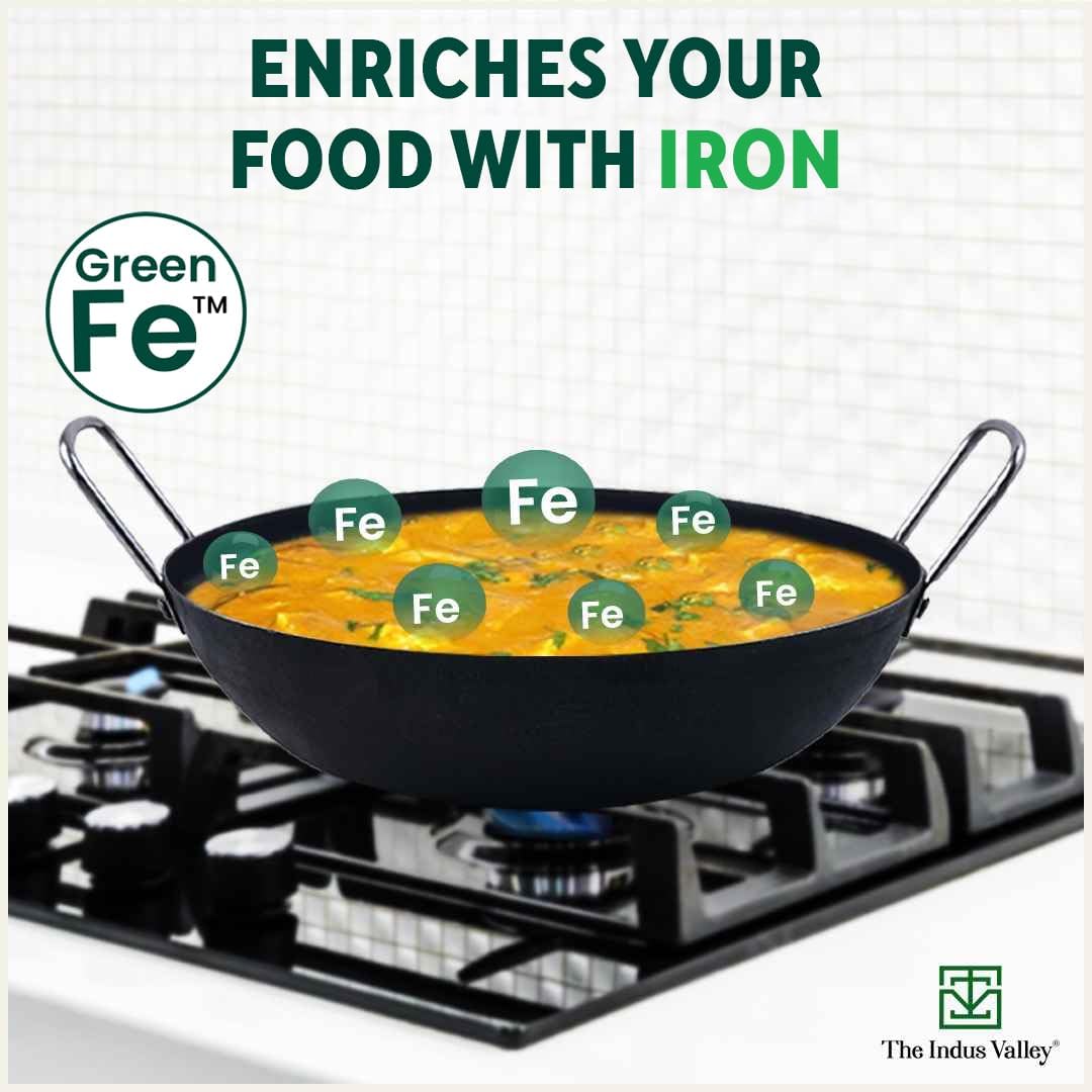 Pre-Seasoned Black Iron Cookware Set - Kadai 24.6 Cm, 2.7 Liters + Tawa 28.5 Cm | Kitchen Cooking Combo Pots & Pans Set Of 2 Pcs - Naturally Nonstick Pre-Seasoned Black Iron Cookware Set - Kadai 24.6 Cm, 2.7 Liters + Tawa 28.5 Cm | Kitchen Cooking Combo Pots & Pans Set Of 2 Pcs - Naturally Nonstick