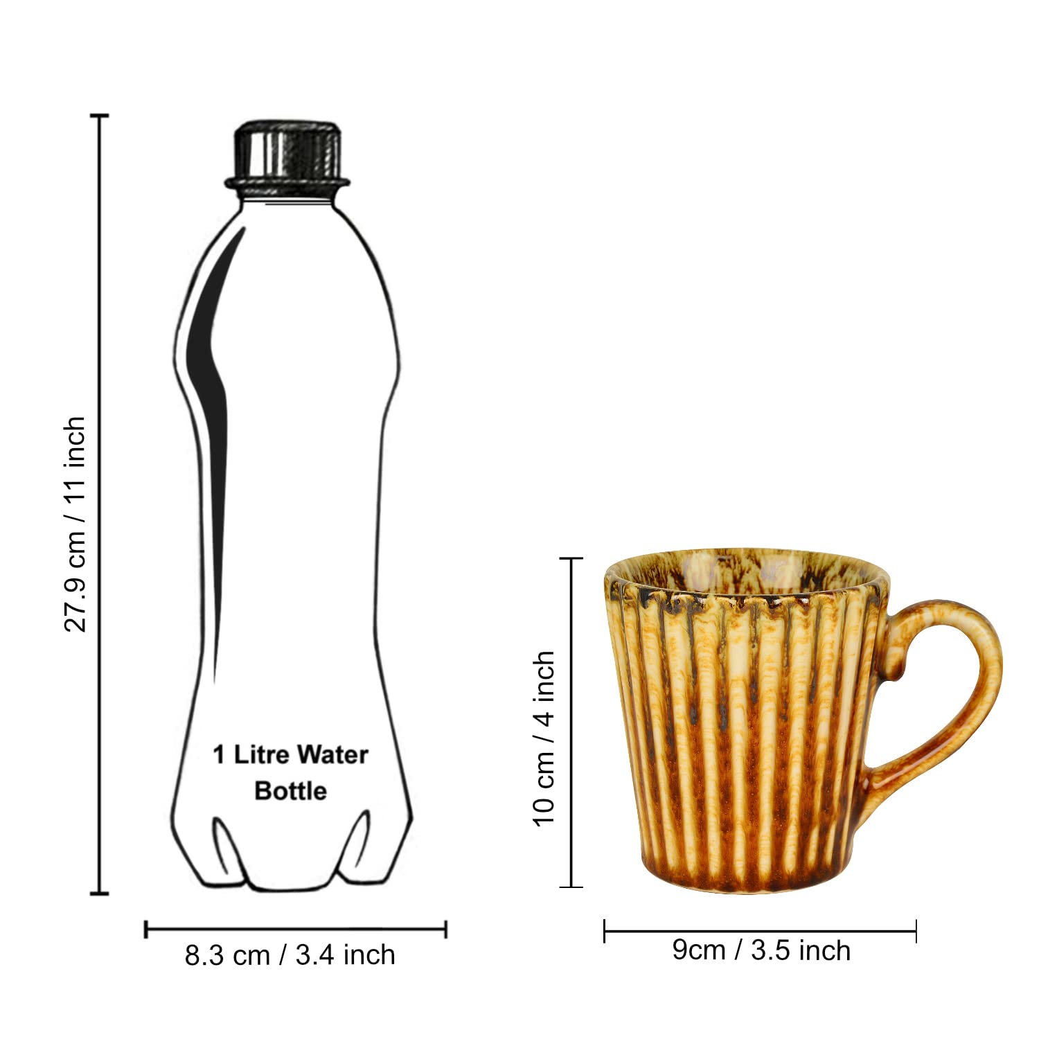 Ceramic Ribbed Coffee Mugs Set Of 2 - 300ml Each, Brown | Milk Mugs - Chai Cups - Tea Cups & Mugs Ceramic Ribbed Coffee Mugs Set Of 2 - 300ml Each, Brown | Milk Mugs - Chai Cups - Tea Cups & Mugs