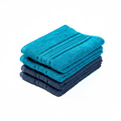 Akiko Home 100% Cotton Essential Series Hand Towels 800 Gsm | Soft, Absorbent & Durable, Cotton Hand Towel For Bathroom Use, Gentle On Skin- Pack Of 4 (Teal & Navy)