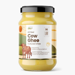 Organic A2 Desi Cow Ghee By Looms & Weaves | Natural & Healthy Fragrance Belona Cow Ghee Perfect For Baking, Frying | (250ml) 8.4 Ounce | Jar Pack