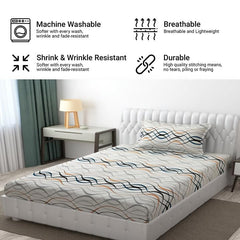 Microfiber Single Bedsheet Set With 1 Pillow Covers (60 X 90 Inches) Multicolor | Durable & Long-Lasting | 144 Thread Count | Wrinkle Free