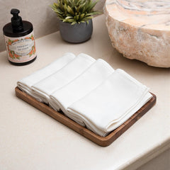Debaans 100% Bamboo Hand Towels 800 Gsm | Buttery Soft, Ultra-Absorbent, Lightweight, Anti-Microbial, Hypoallergenic, Quick Dry Hand Towel (Set Of 4) - White