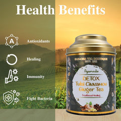 San-Cha Ayurveda Detox Tulsi Cinnamon Ginger Herbal Tea - 25 Biodegradable Pyramid Tea Bags | Boosts Immunity, Fights Bacteria - Caffeine Free
