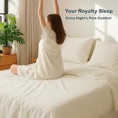 Bedsheets For King Bed With 2 Matching Pillow Covers, Ultra Soft - 108x108 Inch, Ivory | Good For Villas, Resorts, Guest Houses, & Daily Home Use