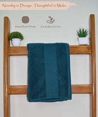 Rangoli Soft Absorbent Durable Towels Earthly Egyption Cotton Plush Oversized Bath Towel 600 Gsm (Teal)