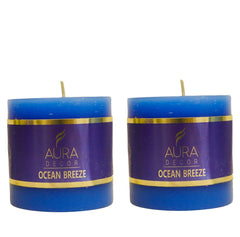 OCEAN BREEZE FRAGRANCE PILLAR CANDLE SET OF 2 FOR ROMANTIC CANDLE