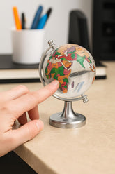 Luxury Crystal Mini Globe With Silver Stand - Elegant World Globe For Desk Or Office Decor, Modern Decorative Glass Globe With Etched Continents (Colorful Globe, Mini) Pack Of 1