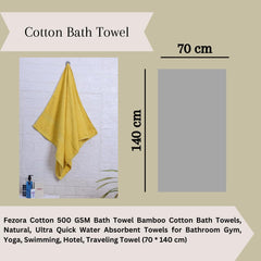 Fezora 100% Cotton Bath Towel 450 Gsm | Ultra Soft, Quick Dry, High Absorbency, Skin-Friendly Large Size Bath Towel (Yellow)