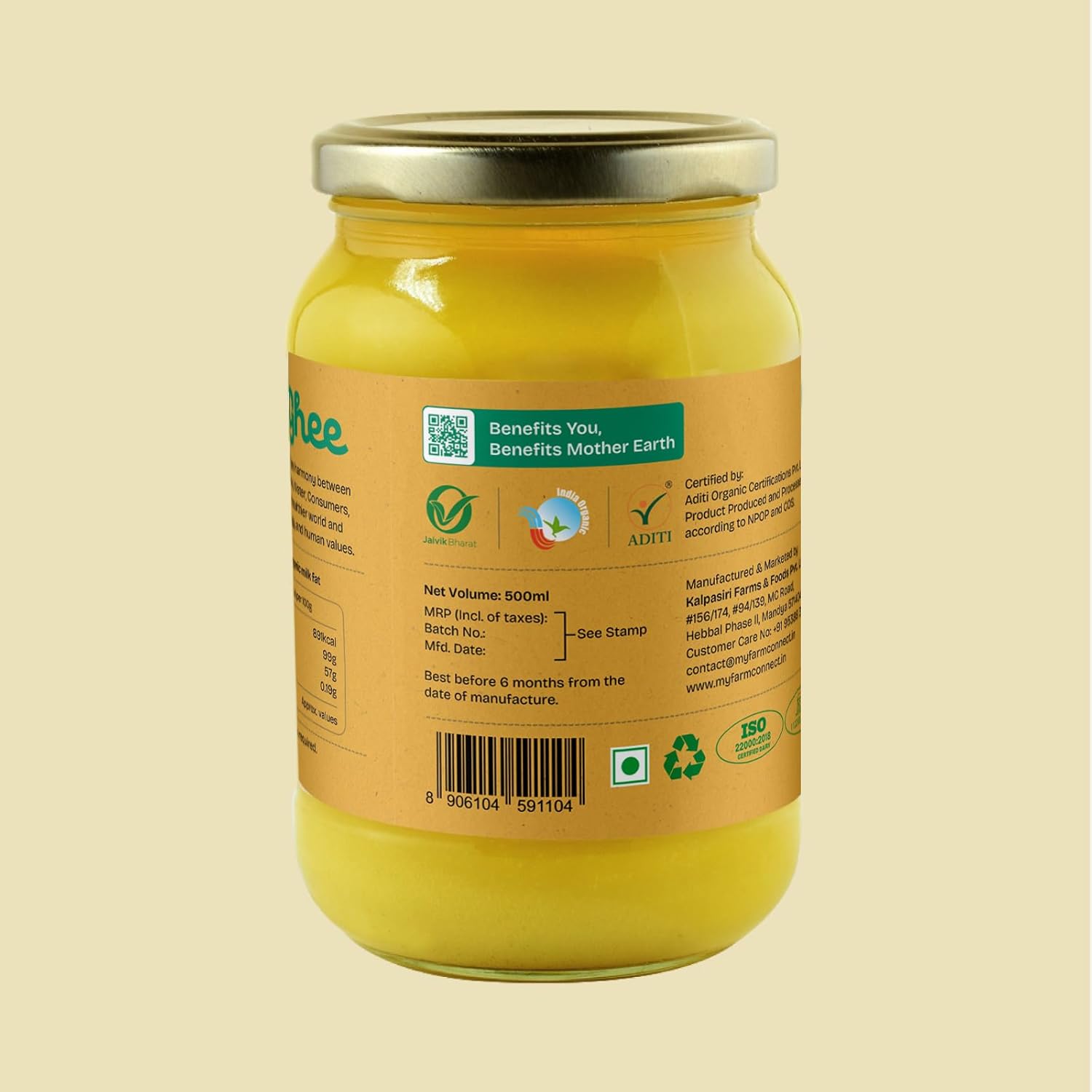 100% Pure Desi Cow Ghee By Farm Connect | Good Source Of Protein Fiber Healthy Desi Ghee Helps Maintain Good Health | (500ml) 16.9 Ounce | Jar Pack 100% Pure Desi Cow Ghee By Farm Connect | Good Source Of Protein Fiber Healthy Desi Ghee Helps Maintain Good Health | (500ml) 16.9 Ounce | Jar Pack