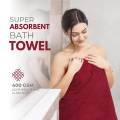 Black Gold The Finer Touch Premium Microfiber Bath Towels 800 Gsm | Lightweight Ultra-Soft Fade Resistant (Maroon) - 2 Pcs