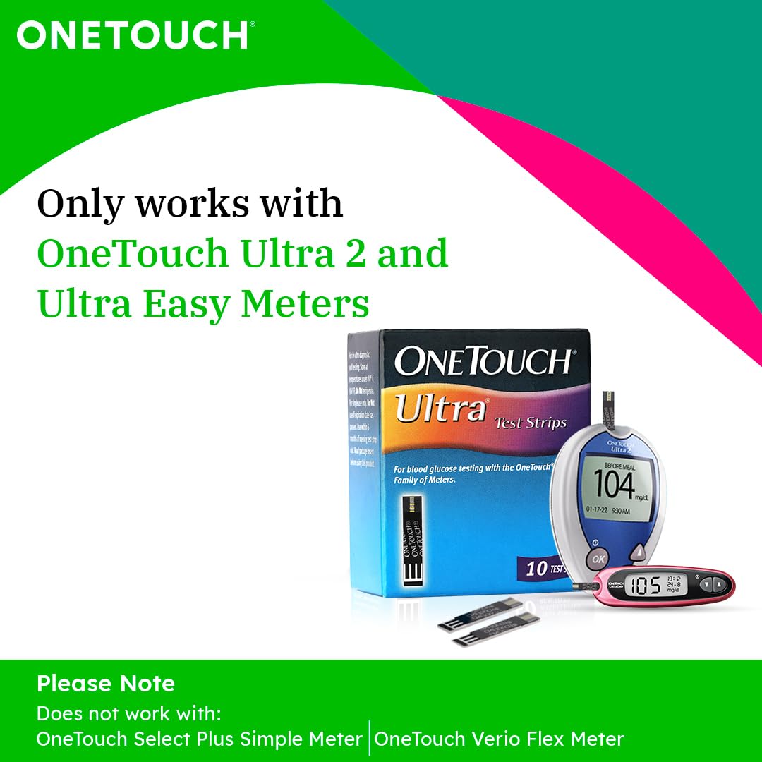 OneTouch Ultra Test Strips - Pack Of 10 Strips | Blood Sugar Test Machine Testing Strips - Global Iconic Brand | For Use With OneTouch Ultra 2 Glucometer & OneTouch Ultra Easy Glucometer OneTouch Ultra Test Strips - Pack Of 10 Strips | Blood Sugar Test Machine Testing Strips - Global Iconic Brand | For Use With OneTouch Ultra 2 Glucometer & OneTouch Ultra Easy Glucometer