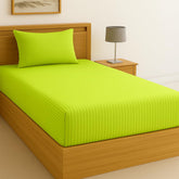 Cotton Single Bedsheet With One Pillow Cover - 90 X 60 Inches, Lime Green | Soft & Breathable Premium Printed Design Bedsheet