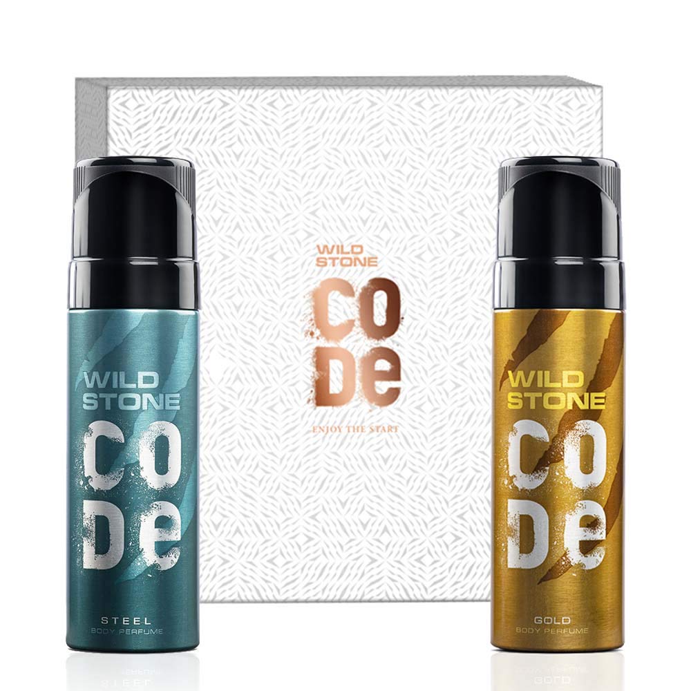 Wild Stone Code Steel & Gold Body Perfume 240ml 8.1 Fl.oz. Pack Of 2 | Best Perfume Gift Set For Men Wild Stone Code Steel & Gold Body Perfume 240ml 8.1 Fl.oz. Pack Of 2 | Best Perfume Gift Set For Men