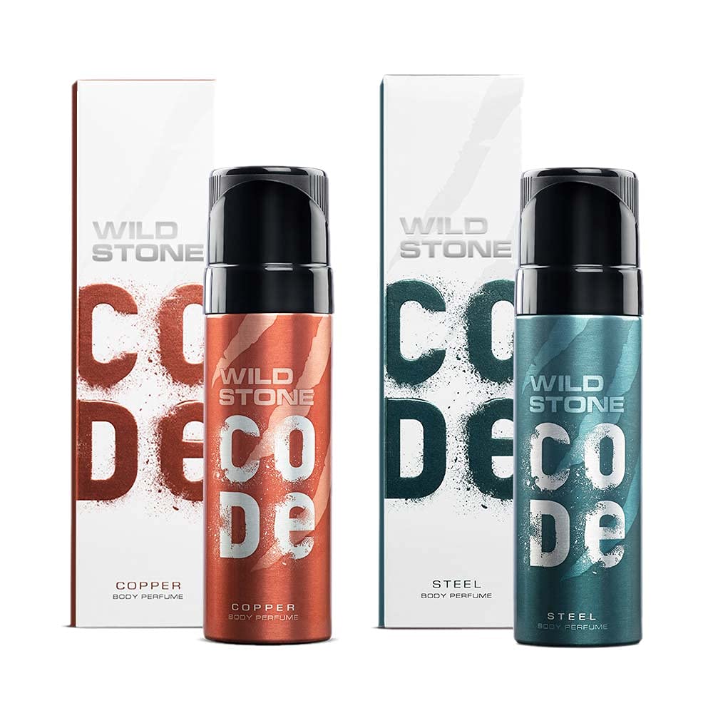 Wild Stone Code Steel & Copper No Gas Body Perfume Spray 240ml 8.1 Fl.oz. Pack Of 2 For Men | Long Lasting Wild Stone Code Steel & Copper No Gas Body Perfume Spray 240ml 8.1 Fl.oz. Pack Of 2 For Men | Long Lasting