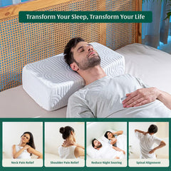 Memory Foam Pillow, Orthopedic Pillow For Sleeping, For Pain Relief, King Size - 24 L X 12 W X 5 H Inch | Rectangle Shape, Adjustable, Bed Pillow, Lap Pillow, Travel & Portable Pillow