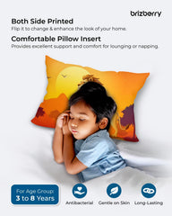 Kids Pillow Cushion With Super Soft Fabric Pillow - 12 X18 Inches | Animal & Cartoon Prints, Soft Pillow, Dual Sided Design | Multi-Purpose, Durable & Easy Care, Made In India - Design 3